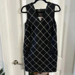 Rag and Bone  Phoebe Shift Genuine Leather Dress Size 0 Color Black White Photo 1