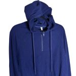 Zella Cozy Half Zip Ribbed Crop Hooded Sweater - Navy Sapphire Size S Photo 3
