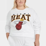 Hybrid Apparel  NBA Miami Heat White Cropped Crewneck Sweatshirt Women's‎ Size 3X Photo 0