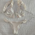 Women size small Ruffled Textured Bikini Set in Cream Photo 0