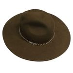 Steve Madden Olive Green Hat With Gold Chain Accent Boho Festival Size OS Photo 0