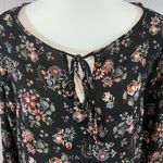 Blue Rain long sleeve vneck black floral top size medium Photo 1