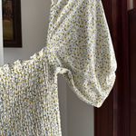 Elegant Cream Floral Midi Dress White Photo 5