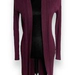 Time & Tru Womens Cardigan Sz M Long Open Front Sweater Ribbed Knit Plum Photo 0