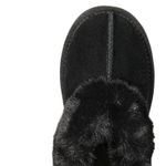 Black Genuine Leather with Faux Fur Lined Shoe Slipper Size 7 Photo 1