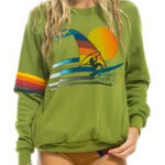 Aviator Nation Rare Vintage Windsurf Jungke Green Crewneck Sweatshirt Medium Photo 0