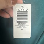 Torrid NEW Maxi Stretch Crepe Vneck Column Dress Size 16 Golf Coast Teal Slit Photo 8
