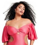 FE NOEL Pink Puff Sleeve One Piece Bathing Swimsuit Size 3X NEW NWOT Photo 3