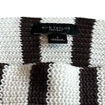 Ann Taylor  Brown White Stripe Short Sleeve Sweater Pullover Stretch Woven Small Photo 9