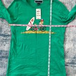 Karen Scott Green Gold Glitter Bike Surfboard Christmas Holiday Top Small Photo 4