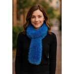 Blue Fuzzy Handmade Scarf | Soft Fluffy Knit Winter Wrap Photo 1