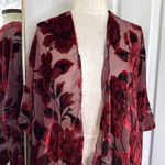 Woven Heart Velvet burnout sheer floral rose cape kimono dark floral Photo 7