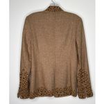 Eccoci Wool Silk Cashmere dressy Jacket with Embroidered Trim fall winter Size 0 Tan Photo 2