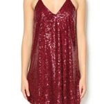 Lush Clothing LUSH Burgundy sequin mini slip dress strappy back party holiday small Photo 8