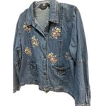 Agapo Collection Denim Jacket Women's Floral Embroidered Button Up Jean Coat Blue Size XXL Photo 3