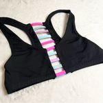 PINK - Victoria's Secret VS PINK Ultimate Sports Bra Size Small Black with Pink & Blue Strappy Cut Out Photo 4