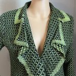 Yarns & Stitches Lime Green and Black Basket Weave Rattan Pattern Blazer Size 8 Photo 2