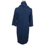 Vince Cowl Funnel Neck Sweater Dress Mini Blue Cotton Womens Size Small S Photo 5