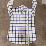 J.Crew Boy-Fit Cream & Royal Blue Windowpane Check Button-Down Shirt-SZ 8 Photo 4