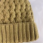 Page One Olive Cable Knit Beanie Faux Fur Pom Fleece Lined Winter Hat Green Photo 5