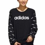 Adidas  Linear Fav Core All Over Print Pullover Sweatshirt Sz M  Black White Photo 0