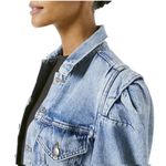 frame denim FRAME Rosette Puffed Sleeve Denim Light Blue Jean Jacket Size Small Photo 2