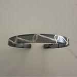 Anthropologie Eco-Resin and Jute Narrow Open Cuff in Grey and Beige Tan Photo 1