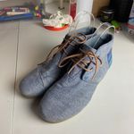 Toms  Women's Size 5 Desert Wedge botties Blue Chambray Aztec Boho Western Photo 5