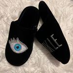 Black slip on slippers with Graphic Eye design “Sparkle” Size M Photo 4