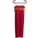 Alice + Olivia NEW NWT  Lilita Two Tone Satin Midi Dress In Tangerine/Candy Pink Photo 6