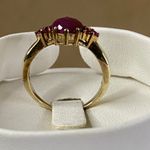 Vintage 10K Gold Oval Ruby Ring with Faceted Round Ruby Accents Cocktail Sz 9 Photo 4