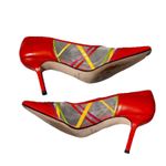 vintage J. Renee womens Retro Vibrant mesh Red yellow green orange heels Sz 8.5 Photo 5