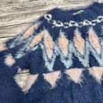 LC Lauren Conrad Women's Fuzzy Fair Isle Sweater Blue White Pink M Med Medium Photo 5