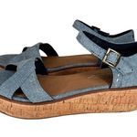 Toms Chambray Cork Wedge Sandals Women’s Size 9 Photo 1