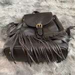 NWT Black Fringe Leather Backpack Photo 2