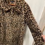 Ultimate soft furry faux leopard wide collar silky lined jacket pockets Tan Size L Photo 7