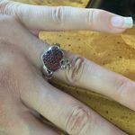 Natural Red Garnet Sterling Silver Claddagh Ring Size 7 Photo 3
