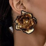 ZARA NWT❗️ Enamelled Floral Earrings Gold Black metal Metallic Photo 2