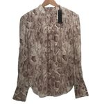 Habitual  Esmee Mock-neck Shimmer Top in White Sand Snakeskin Size M New With Tag Photo 2