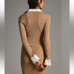 Anthropologie  Ribbed Knit Polo Dress Tan size large stretch Photo 2