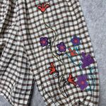 easel Anthropology Los Angeles Boho Tan Gingham Embroidered Sleeve Top Womens Sm Photo 5