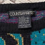 Counterparts Vintage Sweater Abstract Geometric Neon Pink Blue Metallic Gold 80s 90s M Medium Photo 4