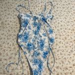 Wild Fable Blue Floral Ruched Swimsuit Photo 2