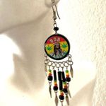 Vintage BOB MARLEY Reggae long drop beaded earrings Photo 2