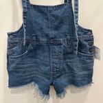 We The Free Free People  Blue Denim Strappy Shortalls Frayed Overall Shorts Twee Photo 4
