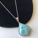 Sterling Silver 925 NOA Larimar Stone Pendant Necklace Photo 0