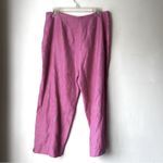 Vintage Y2K 00s Edward Petite Pink Silk Linen Spiral Embroidered Capri Pants 12P Photo 2