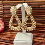 Door Knocker Rhinestone encrusted Clip on Earrings Gold Tone Photo 1