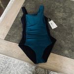 Calvin Klein Women's Standard Front Shirring Colorblock Panel One Piece 18 Photo 6