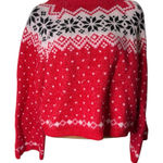 No Boundaries  Fair Isle Sweater Pullover Cropped Red White L Photo 0